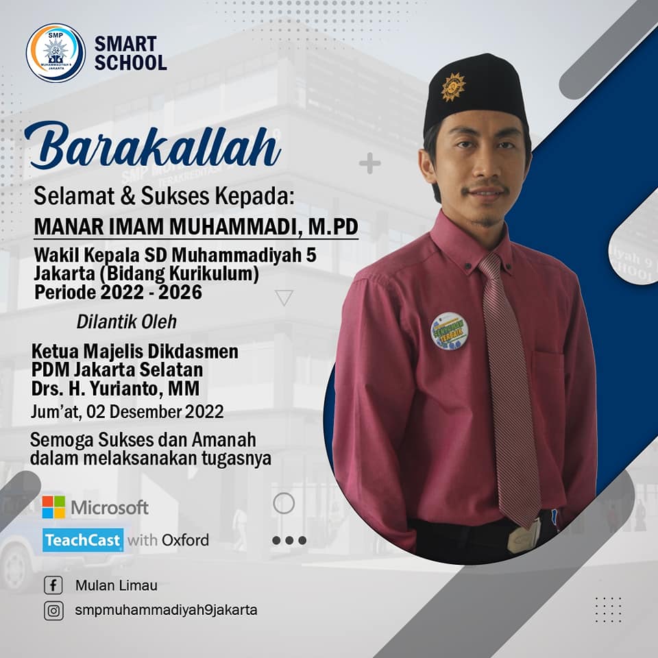 Selamat atas Pelantikan Wakil Kepala SD Muhammadiyah 5 Jakarta